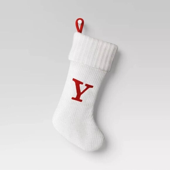 Wondershop Letter Y Red Monogram Full Size White Knit Christmas Stocking - Picture 1 of 5